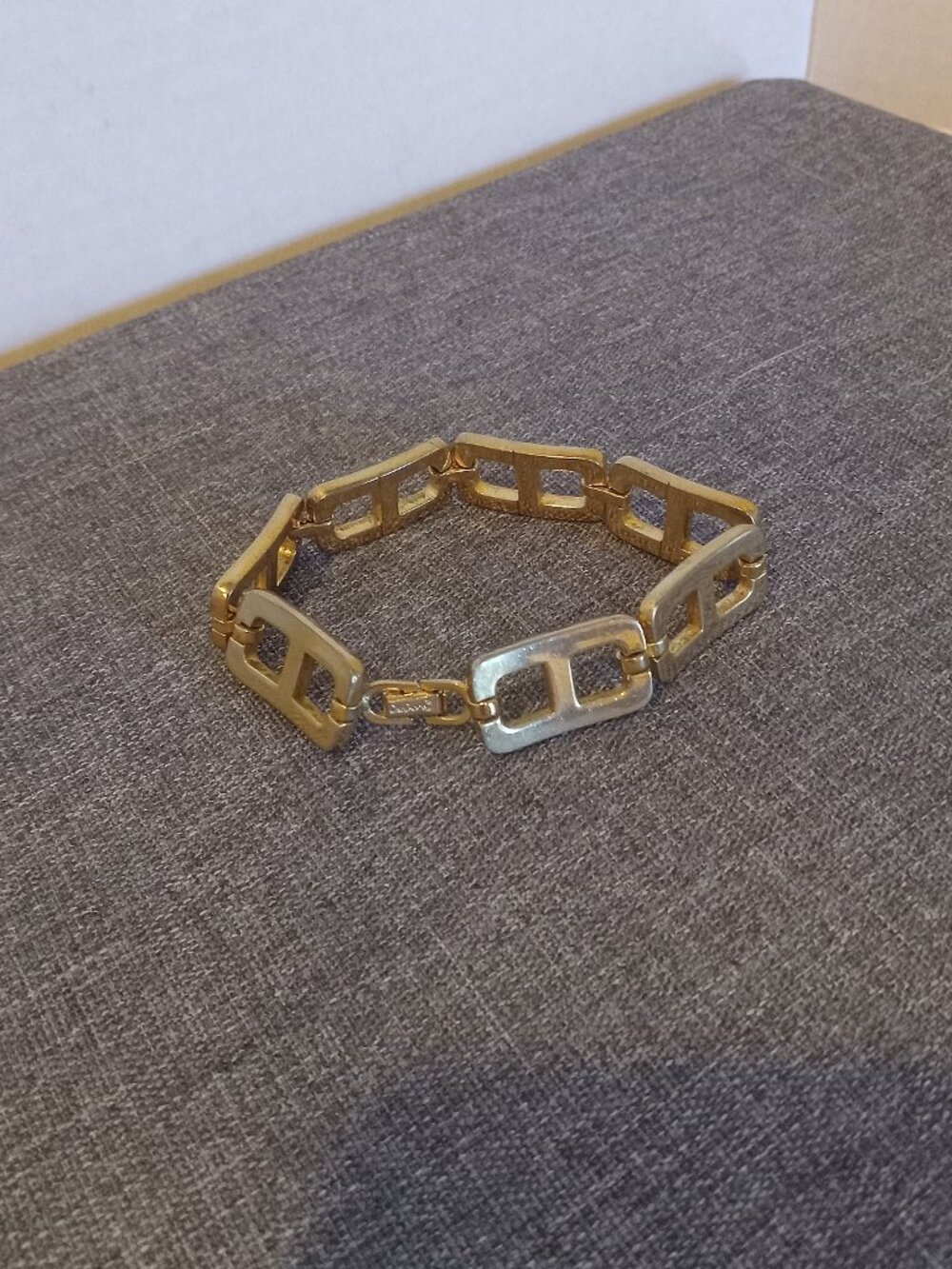 Vintage Christian Dior Signed Gold Tone CD Link Bracelet 7” Long